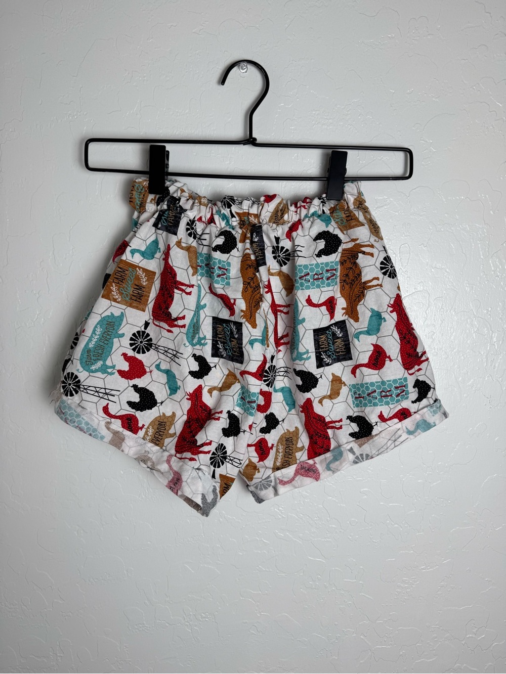 Hand Sewn Playful Farm House Animal Print Cotton Shorts - Picture 2 of 10